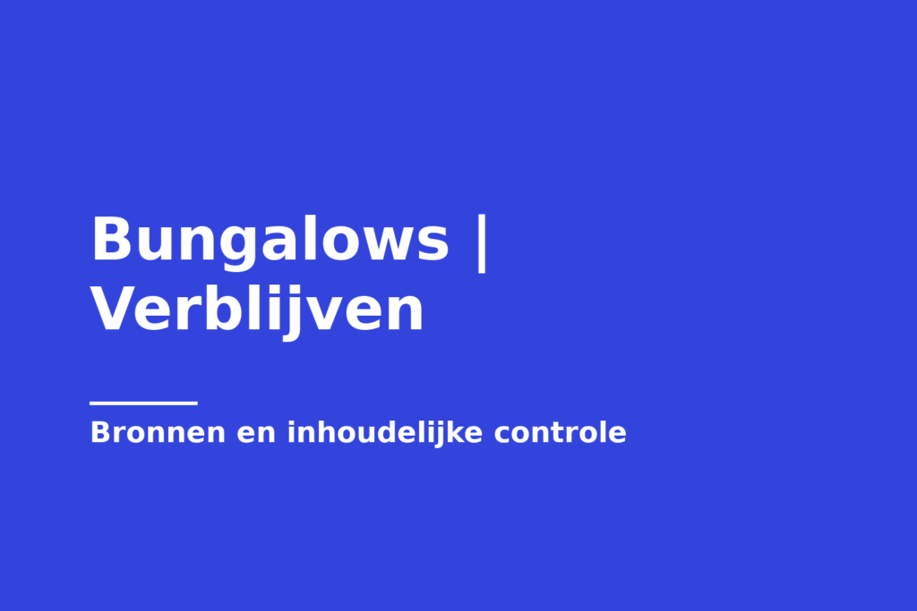 Bungalows | Verblijven