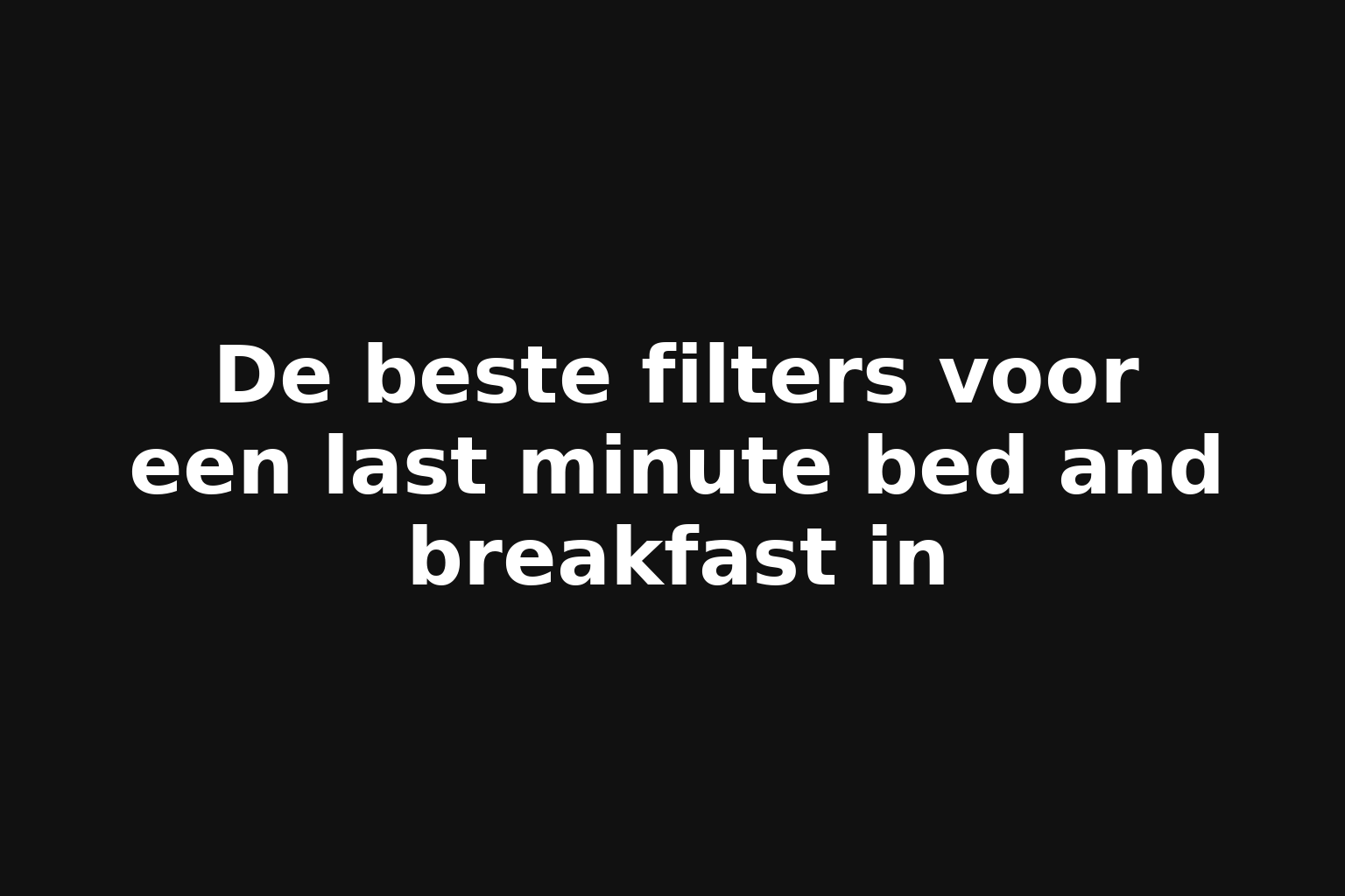 De beste filters voor een last minute bed and breakfast in