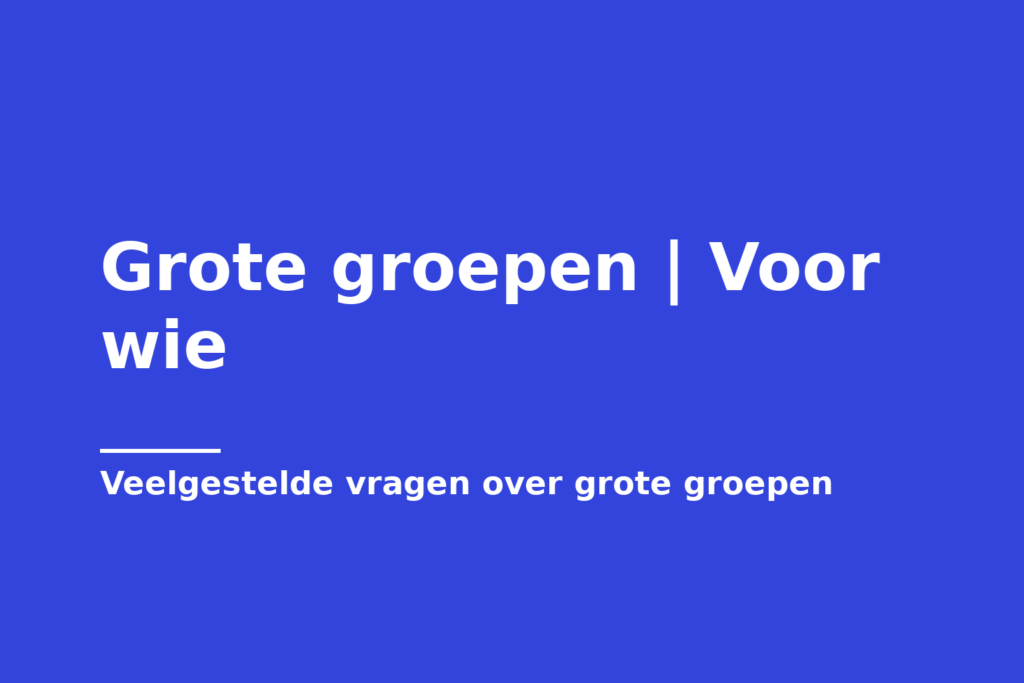 Grote groepen | Voor wie