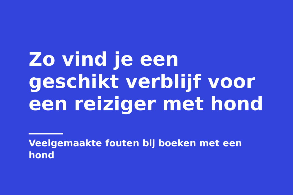 Zo vind je een geschikt verblijf voor een reiziger met hond